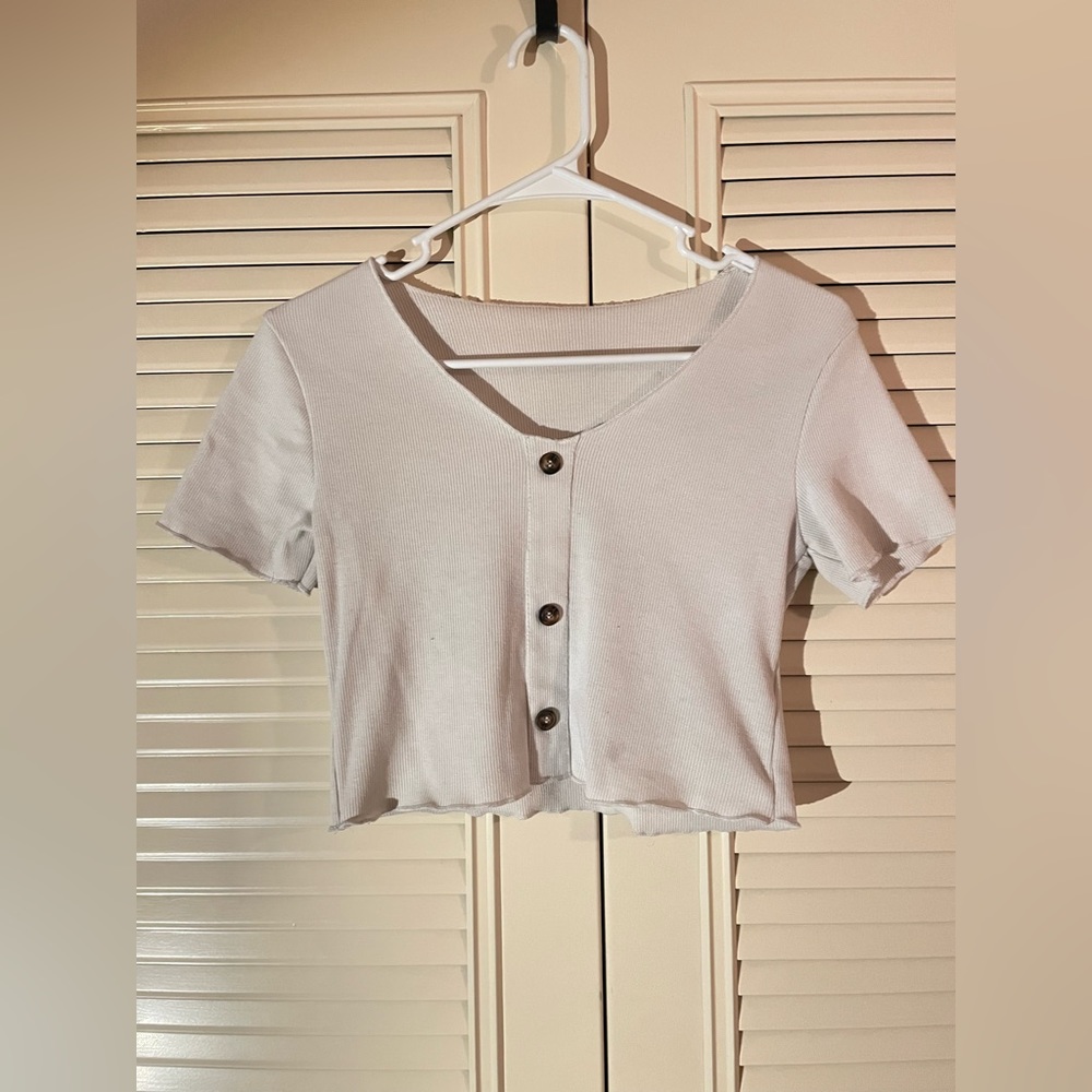cropped button up